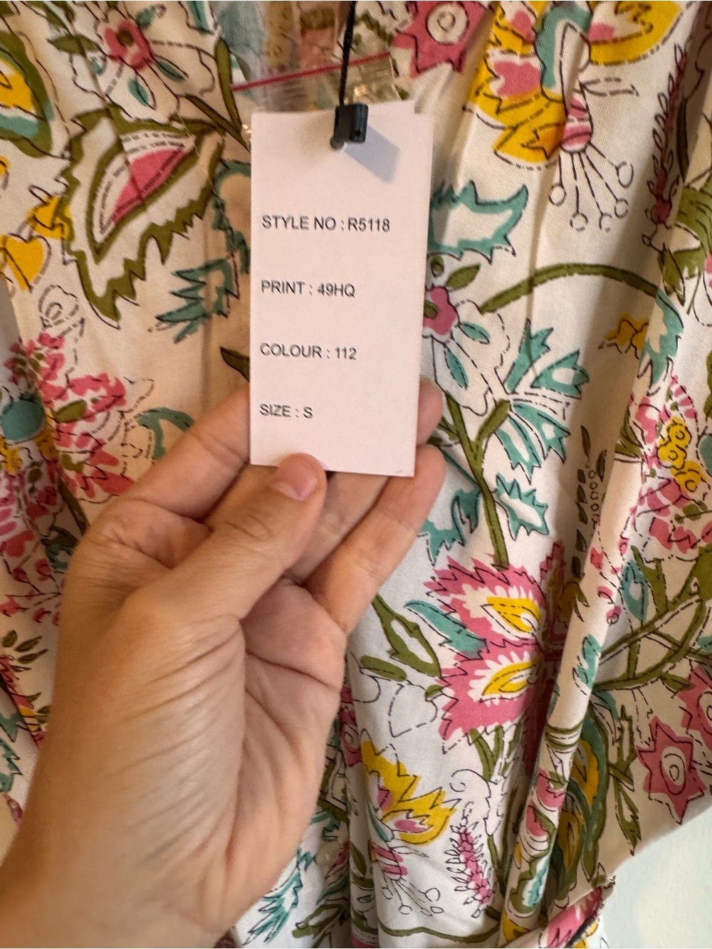 RAGA Cream Floral Tie-Waist Mini Dress with Pink & Yellow Print - Picture 4 of 5